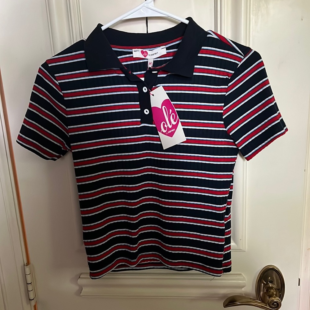 NWT Olé by KOTON (European Brand) Collared Crop Top